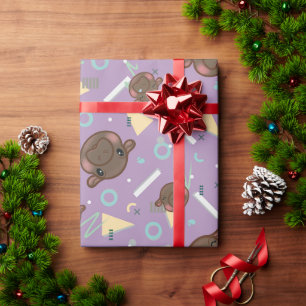 Niedliches Lila Hippo Geschenkpapier