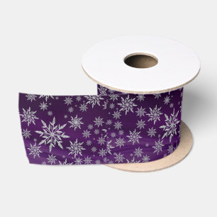 Niedliches Lila Ice Crystal Schneeflocken Weihnach Satinband