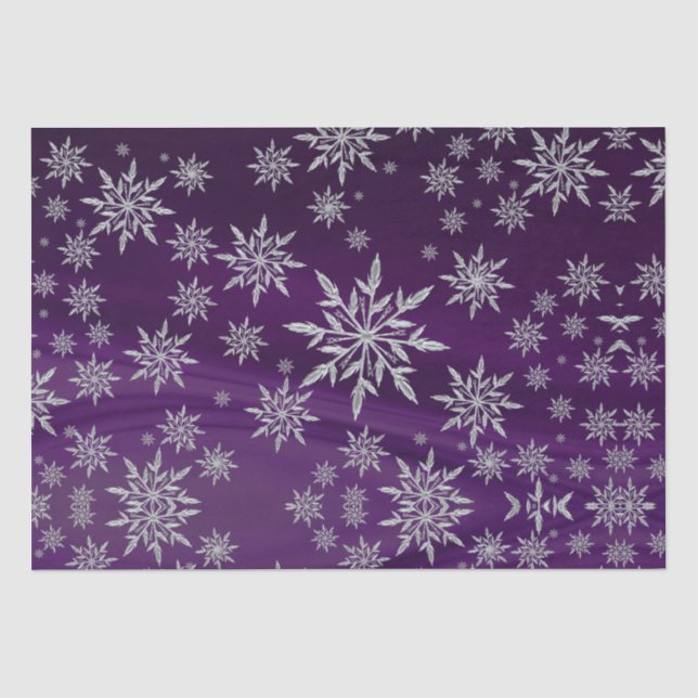 Niedliches Lila Ice Crystal Schneeflocken Weihnach Seidenpapier (Vorderseite)