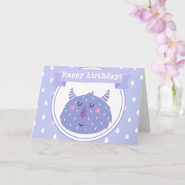 Niedliches Lila Monster - Kindergeburtstag Karte