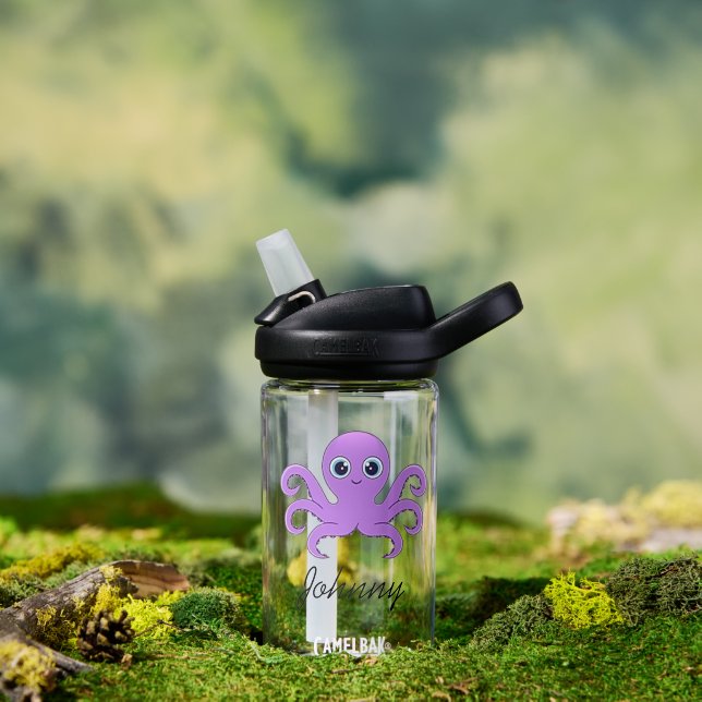 Niedliches lila Oktopus-Grün Trinkflasche (Außenbereich)
