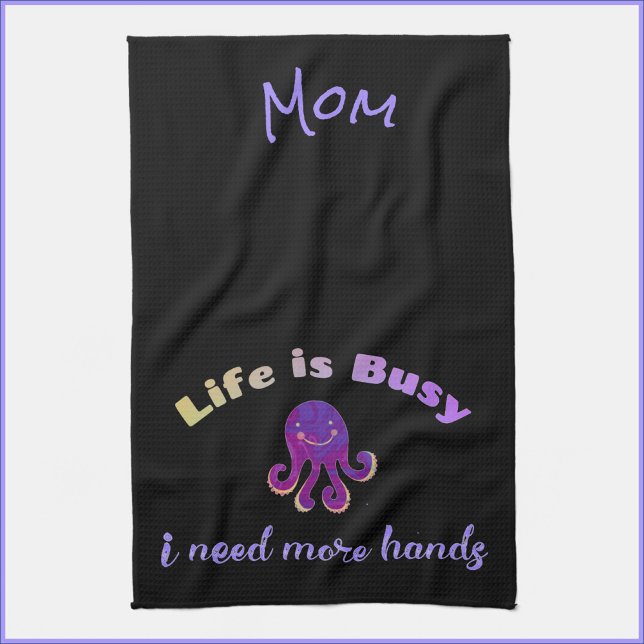 Niedliches Lila Oktopus-LEBEN IST GESCHÄFTSZWECK Geschirrtuch (Von Creator hochgeladen)