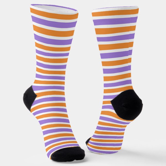 niedliches lila-orangefarbenes Streifen Socken (Gewinkelt)
