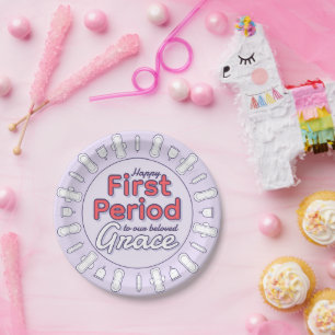 Niedliches Lila Pad Happy First Period Party Pappteller