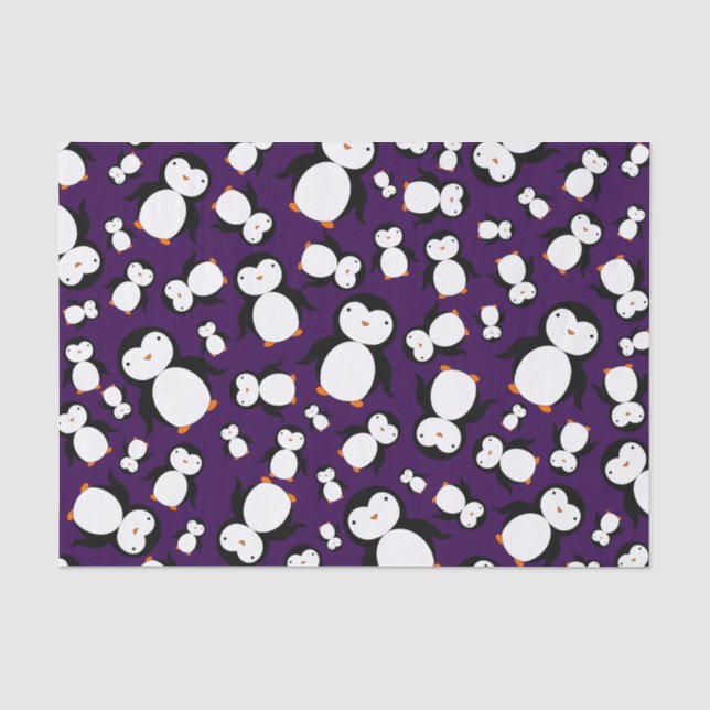 Niedliches lila Penguinmuster Seidenpapier (Vorderseite)