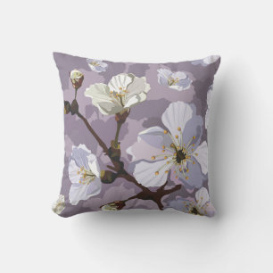 Niedliches Lila Pfirsichblossom Blumenmuster Kissen