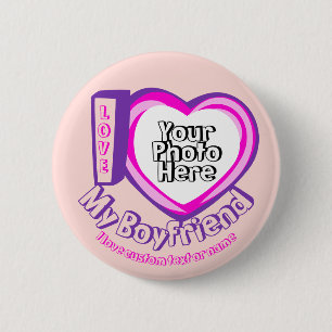 Niedliches Lila Rosa Herz I Liebe Mein Freund Button