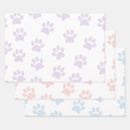 Niedliches Lila, rosa und blaues Farbmuster Geschenkpapier Set
