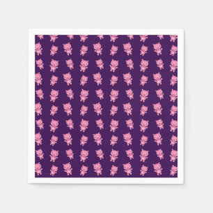 Niedliches lila Schweinemuster Serviette