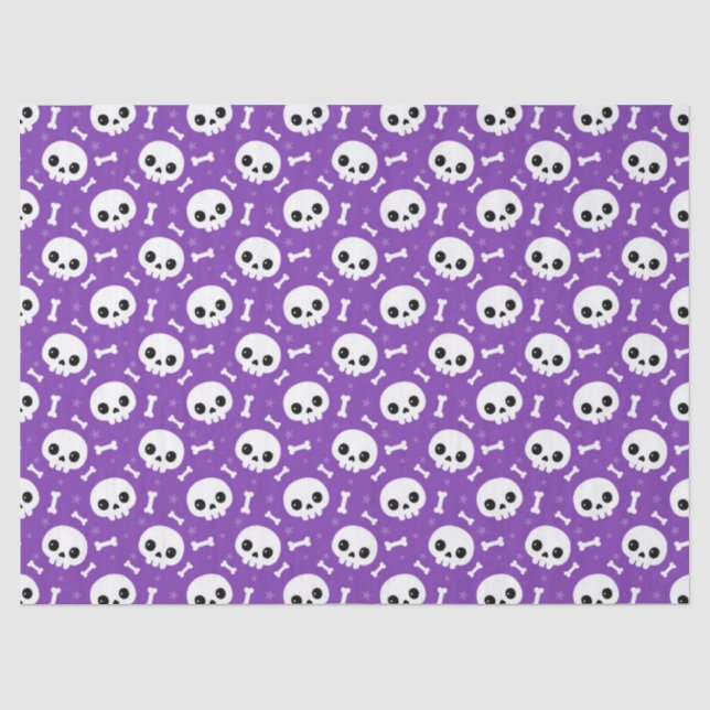 Niedliches Lila Skull & Bones Halloween-Muster Seidenpapier (Vorderseite)