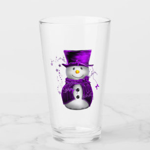 Niedliches lila Snowman-Weihnachten Glas