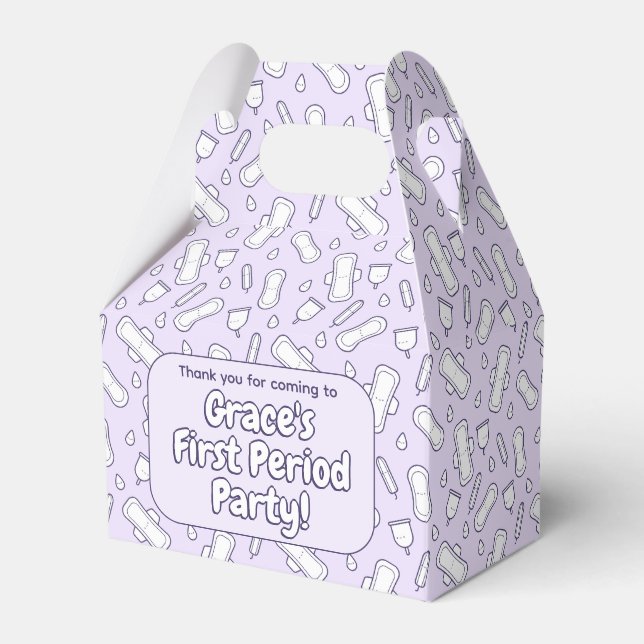 Niedliches Lila Tampon Muster Erste Periode Party Geschenkschachtel (Vorderseite)