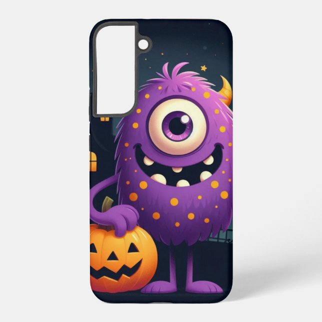 Niedliches, lila Trick-oder-Behandlung-Monster Samsung Galaxy Hülle (Rückseite)