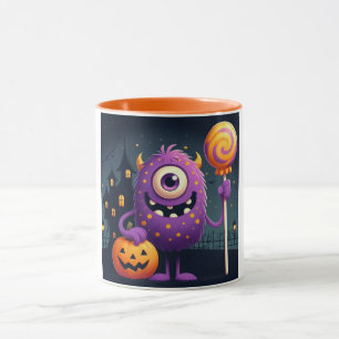 Niedliches, lila Trick-oder-Behandlung-Monster Tasse