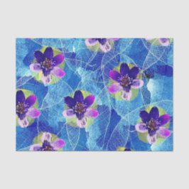 Niedliches Lila und blaues künstlerisches Blumenmu Seidenpapier