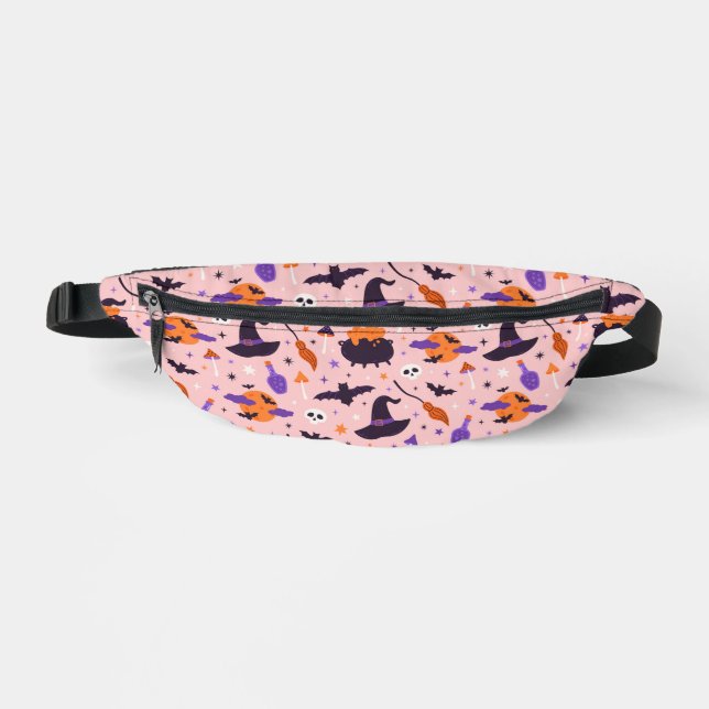 Niedliches Lila und rosa Halloween-Muster Bauchtasche (Vorderseite)