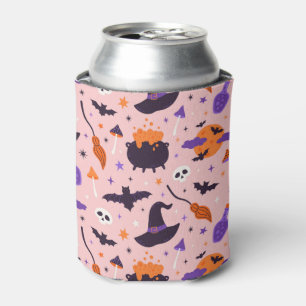 Niedliches Lila und rosa Halloween-Muster Dosenkühler