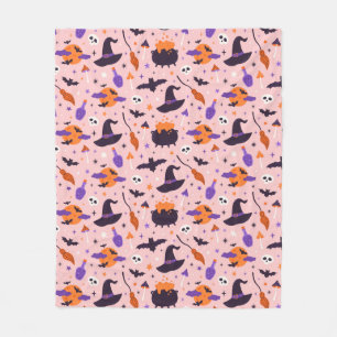 Niedliches Lila und rosa Halloween-Muster Fleecedecke