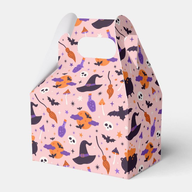 Niedliches Lila und rosa Halloween-Muster Geschenkschachtel (Vorderseite)