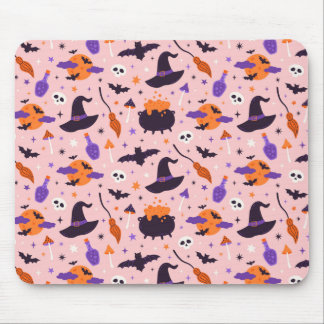 Niedliches Lila und rosa Halloween-Muster Mousepad