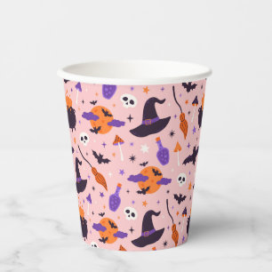 Niedliches Lila und rosa Halloween-Muster Pappbecher