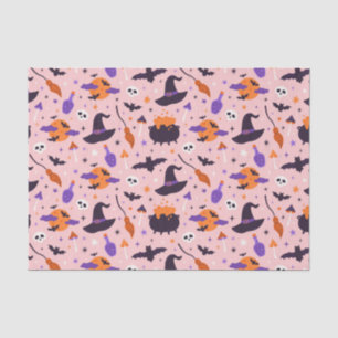 Niedliches Lila und rosa Halloween-Muster Seidenpapier