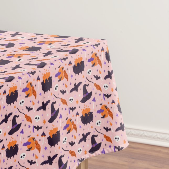 Niedliches Lila und rosa Halloween-Muster Tischdecke (Beispiel)
