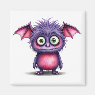 Niedliches Lila und rosa Monster Magnet