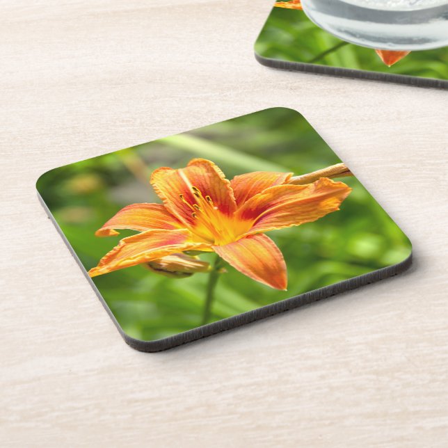 Niedliches Lily Blume Foto Getränkeuntersetzer (Linke Seite)