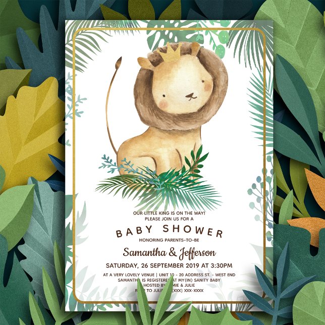 Niedliches Lion Baby Showthema Einladung (Von Creator hochgeladen)