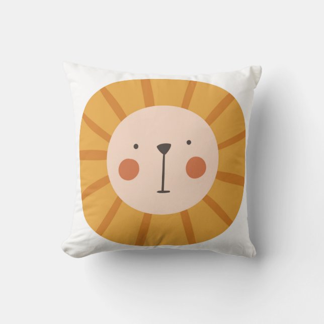 Niedliches Lion Orange Kinderzimmer Room Kissen (Vorderseite)