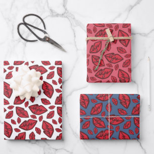 Niedliches Lippenmuster Geschenkpapier Set