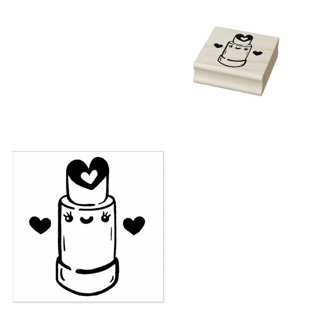 Niedliches Lipstick Herz Gummistempel (Stempel)