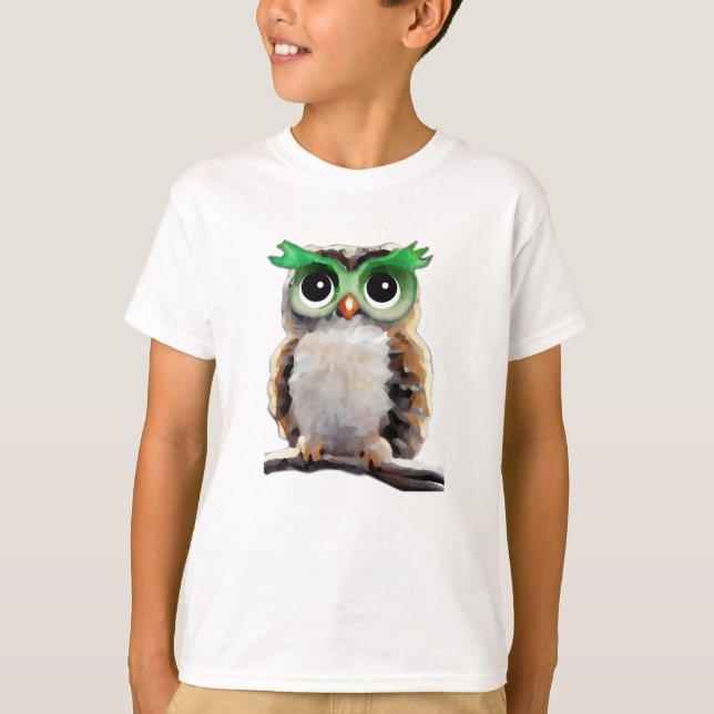 Niedliches Little Green and Tan Owl T-Shirt (Vorderseite)