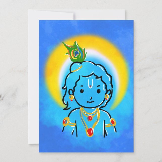 Niedliches Little Krishna Einladung (Vorderseite)
