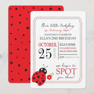 Niedliches Little Ladybug Kindergeburtstag Party Einladung