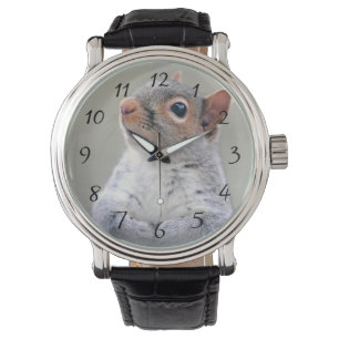 Niedliches Little Soft and Fluffy Gray Eichhörnch Armbanduhr