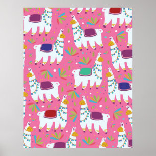 Niedliches Llama-Muster Poster