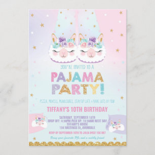 Niedliches Llama Pajama Geburtstagsparty Sleepos Einladung