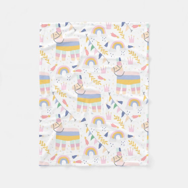 Niedliches Llama Rainbow Baby Kinderzimmer Fleecedecke (Vorderseite)