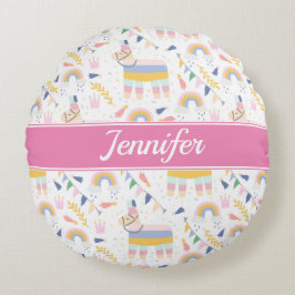 Niedliches Llama Rainbow Baby Kinderzimmer Rundes Kissen