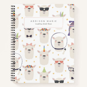 Niedliches Llama SpiralNotebook für Zurück in die Notizbuch