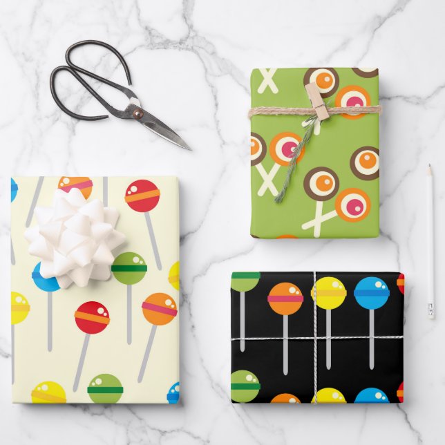 niedliches Lollipopmuster  Geschenkpapier Set (Vorderseite)