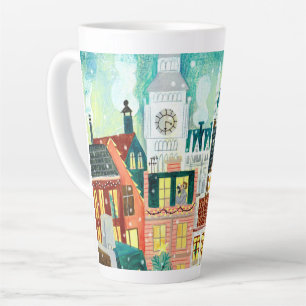 Niedliches London in der Schneestadtillustrierung Milchtasse