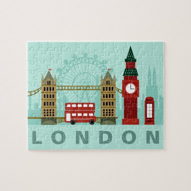 Niedliches Londoner Illustrationspuzzle (Horizontal)