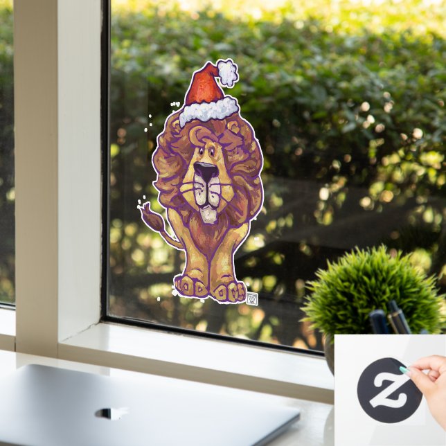 Niedliches Löwenweihnachtsfenster Fensteraufkleber (Büro)