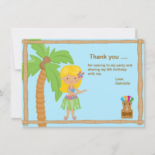 Niedliches Luau Mädchen mit dem blonden Haar Dankeskarte