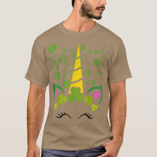 Niedliches Lucky Kleeblatt Einhorn Face St Patrick T-Shirt