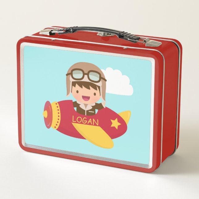 Niedliches Luftfahrzeug-Abenteuer für Kinder Metall Brotdose (Rückseite)