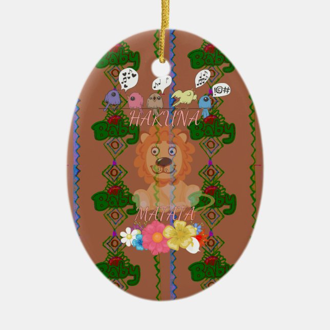 Niedliches lustiges Baby Lion King Hakuna Matata n Keramik Ornament (Vorne)